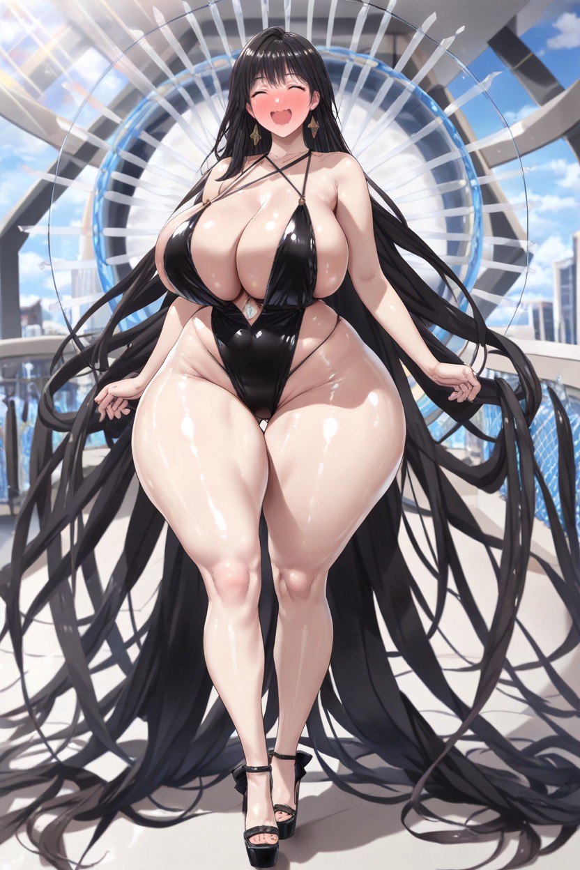 Hair, Hyper Hourglass Body, Cleavage Porno IA