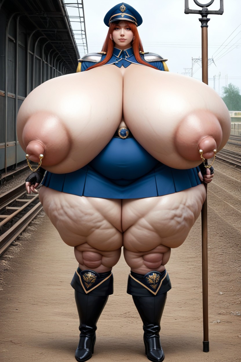 Gigantic Puffy Nipples, Extremely Heavy Droopy Breasts, Hard Rubber Shin Greaves AI Porn