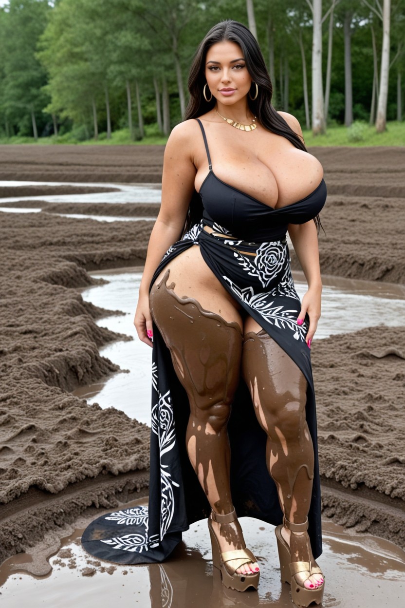 Huge Cleavage, Bimbo, Hyper Thighs AI Porn