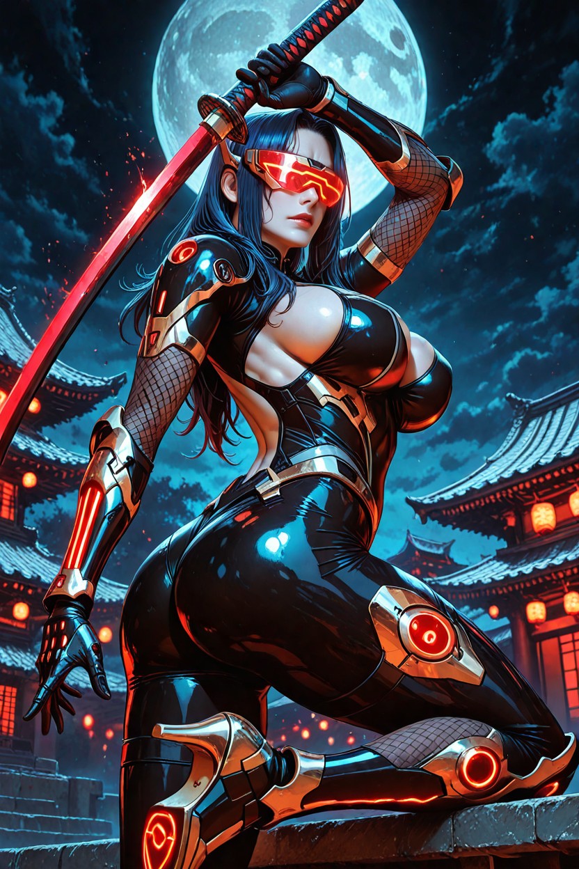 Long Dark Blue Hair, Cosplay, Best Quality Porno IA
