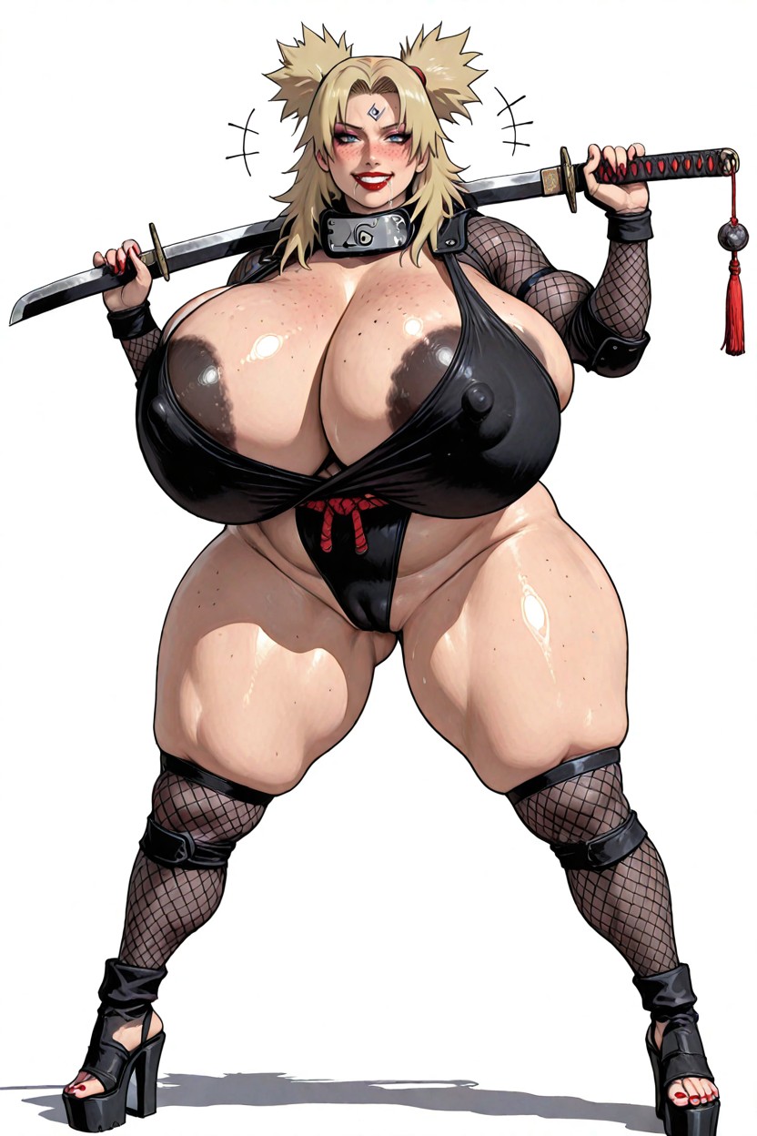 Simple Background, Seductive Eyes, Assassin Costume, Protective Mesh Ninja Underwear, Shouldering The Sword Porno IA