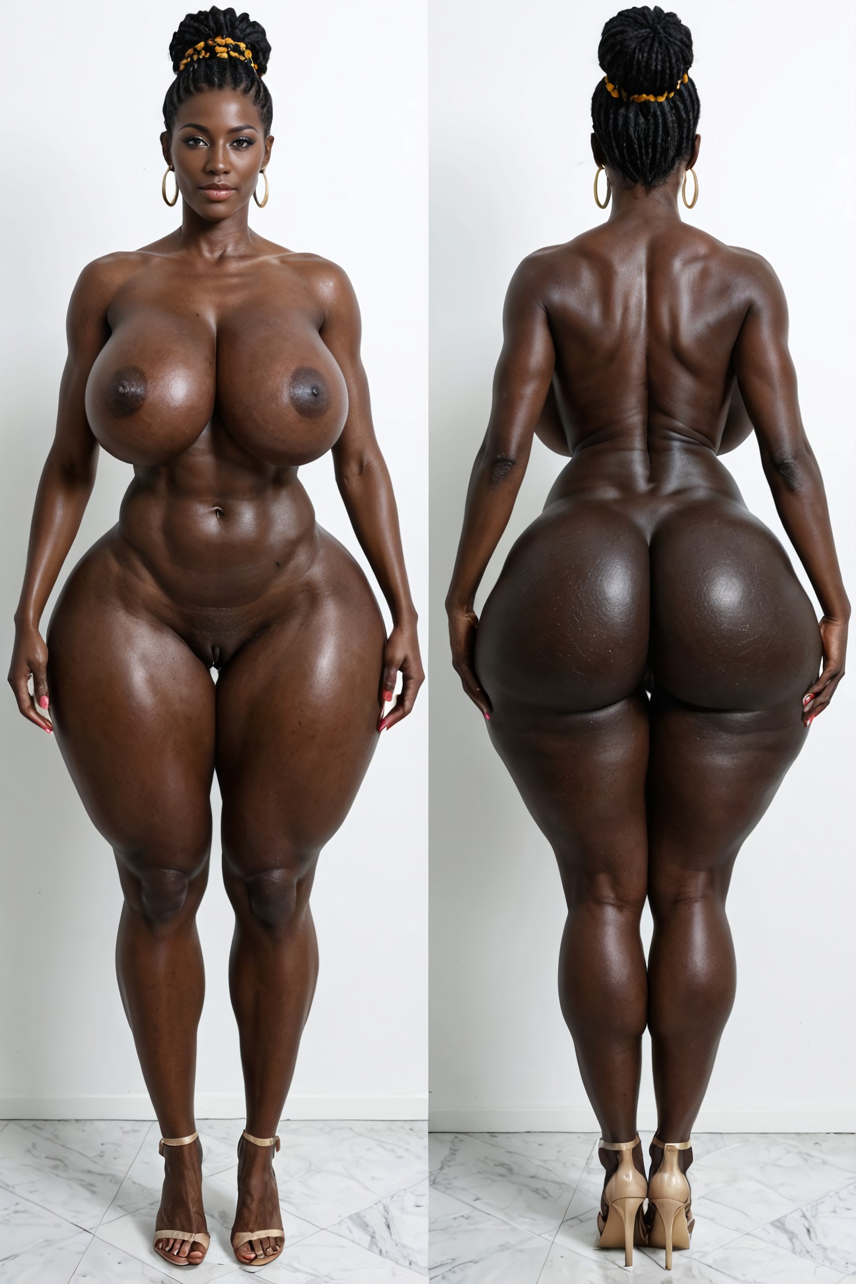 Hourglass Figure, Black Hair, Generous Curves AI Porn