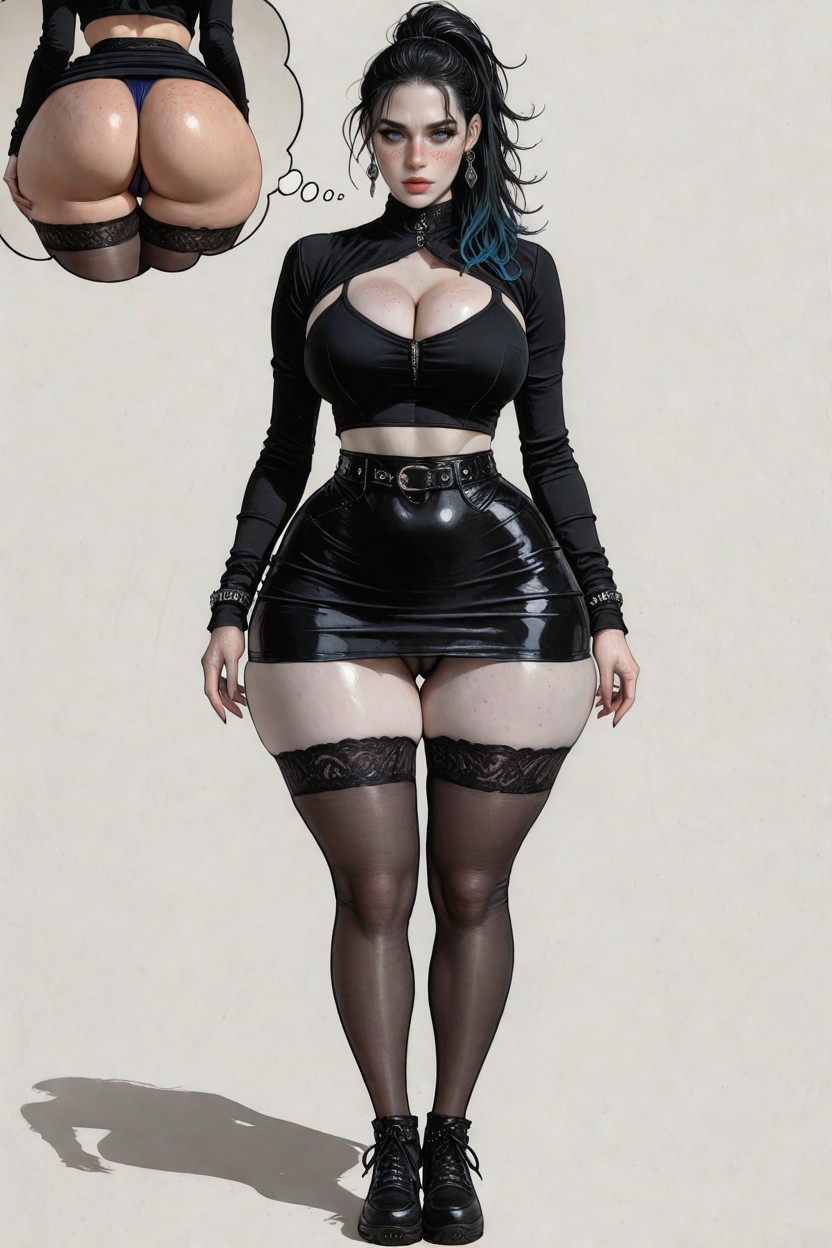 Round Buttocks, Hyper-wide Hips, Standing Porno IA
