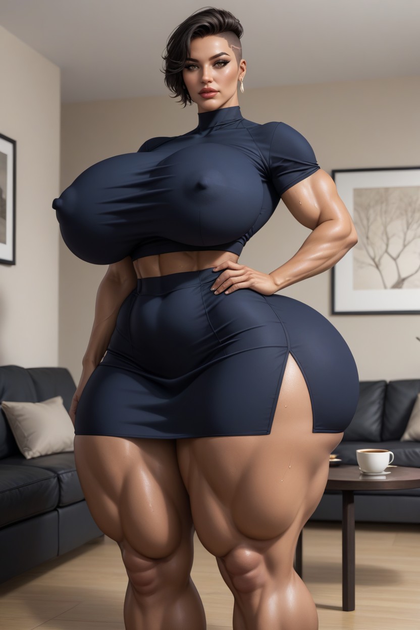 Bodybuilder, Top Corto, Long Legs Porno IA