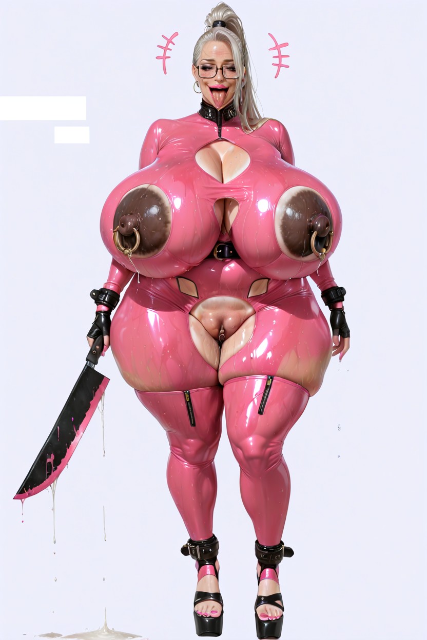 Simple Background, Hot Pink Lipstick, Thigh Gap Porno IA