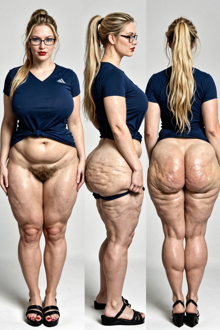 Professional Reference, Blonde High Ponytail With Hair Whisps, Bouncy Buttocks AI成人