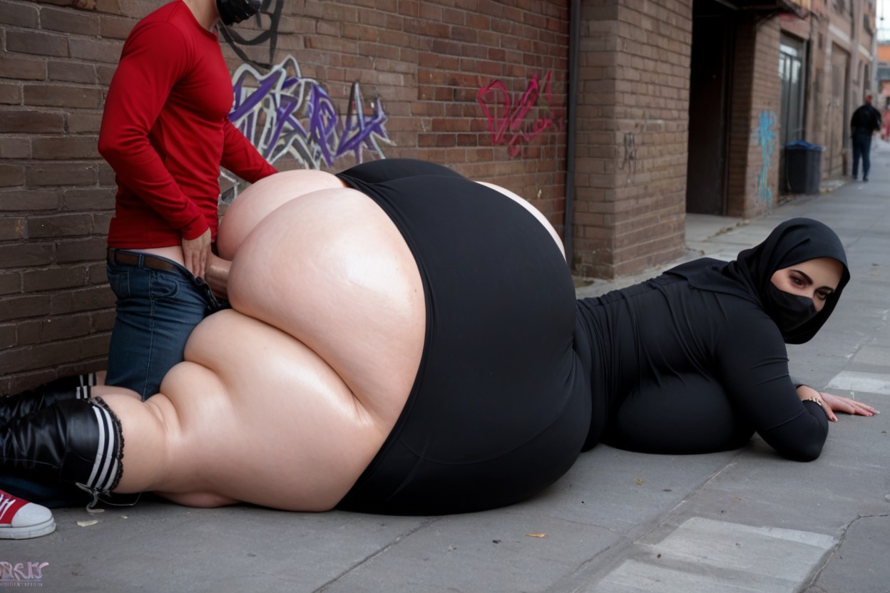 Dumptruck Ass, His Hips Wedging Deep Between Her Ass Cheeks Fucking Her, Full Body AI Porn
