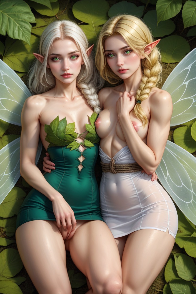2 People, Blonde Hair, Roundface AI Porn