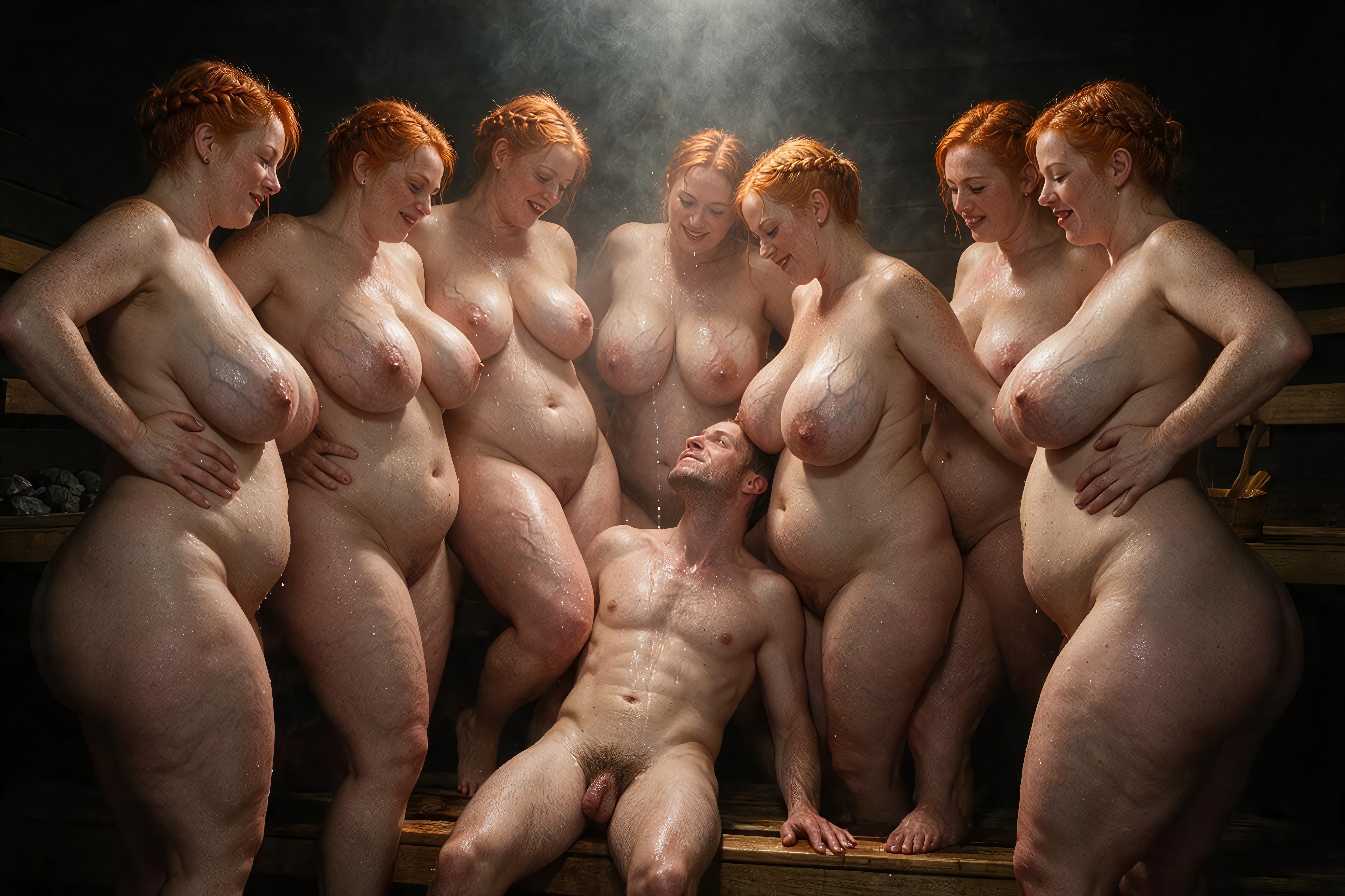 Many Bbw Women, Spotlight, Erect Nipples AI Porn