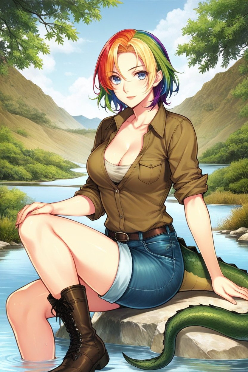 Fat Gator Tail, Rainbow Hair, 20+ AI Porn