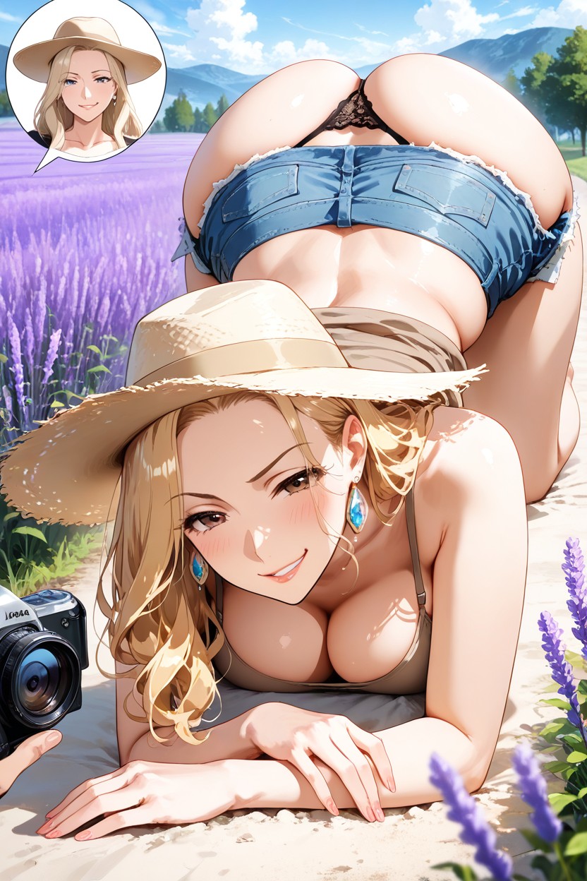 2 Personas, Big Breast, Wavy Blonde Hair Porno IA