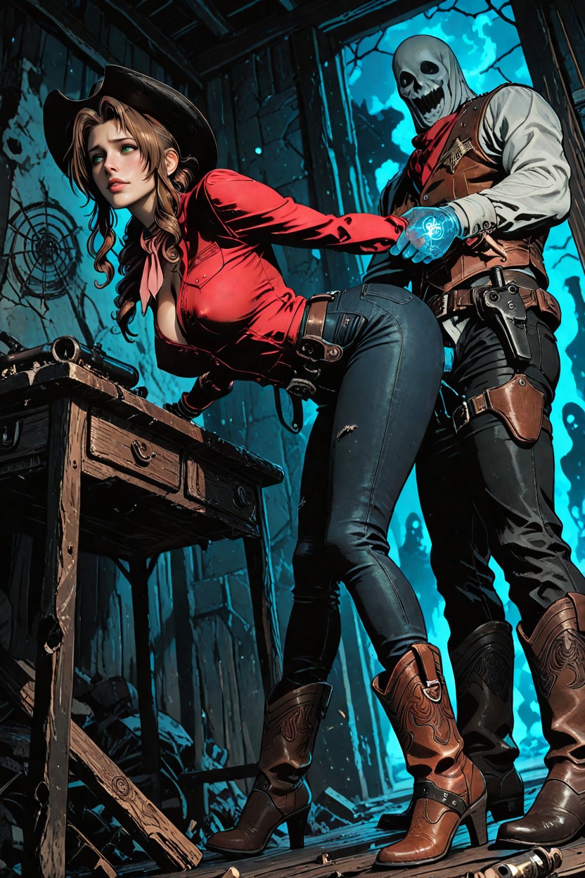 Long Sleeve Red Shirt, Standing, Leather Vest Porno IA