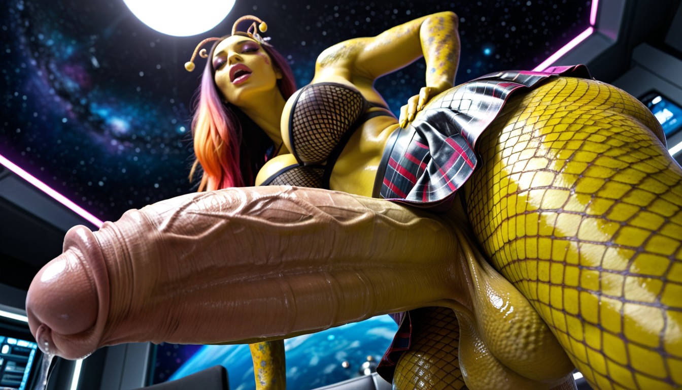 Fishnet Bodysuit And Colorful Metallic Skirt, Sexy Jaunty Pose, Bratty Attitude AI Porn