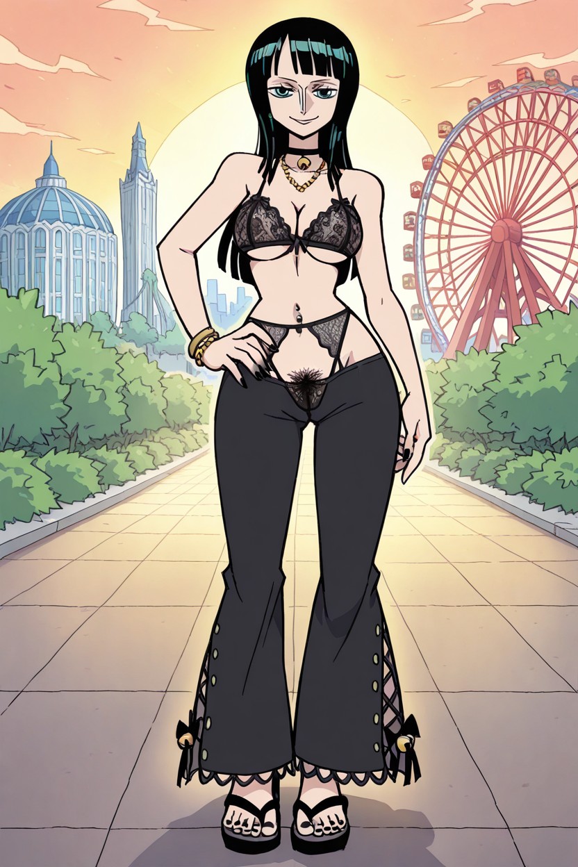 Camel Toe, Smug Expression, Showing Feet AI Porn