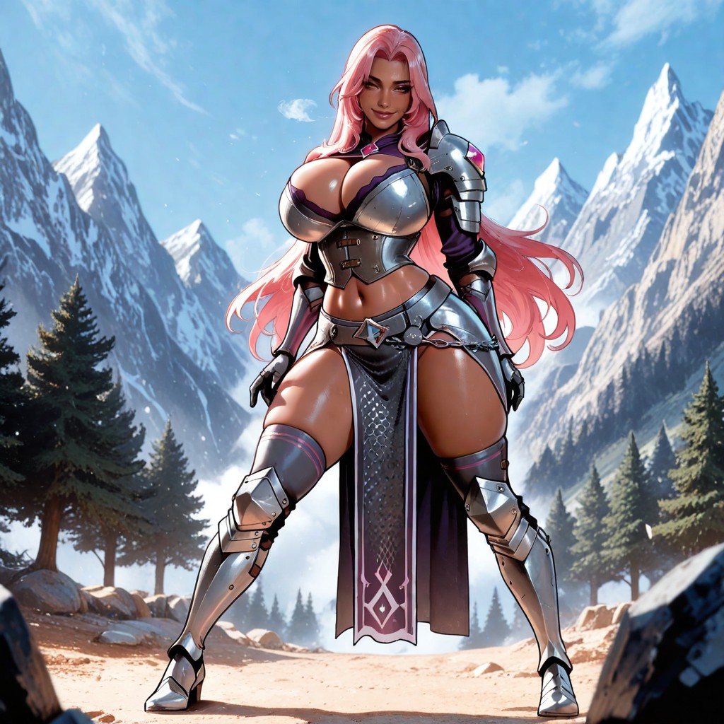 Medium Rounded Perfect Boobs, Head's Up, Fuchsia Pink Hair Porno IA