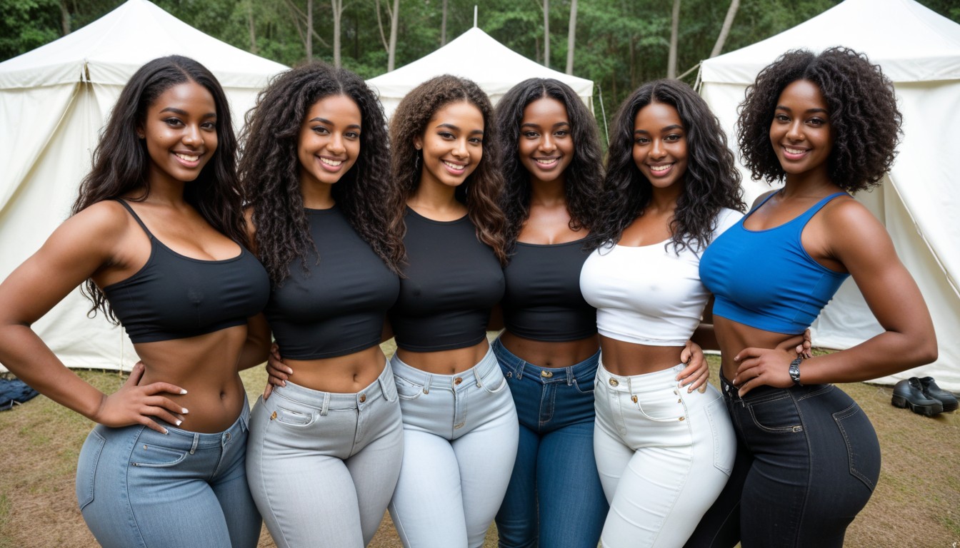 Looking At Viewer, Dark Brown Hairs, Camping AI Porn