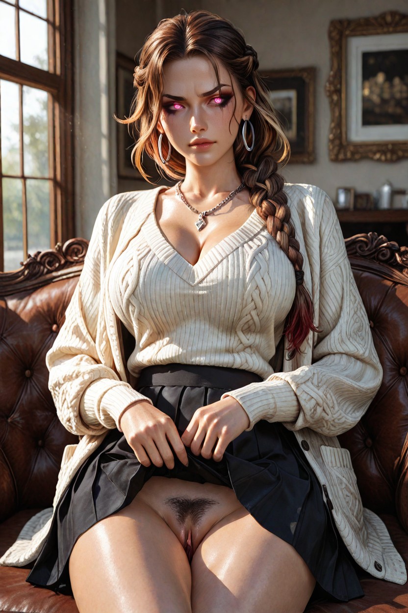 Elegant Interior Portrait, Exposed Thighs, Natural Window Light As Key Light Porno IA