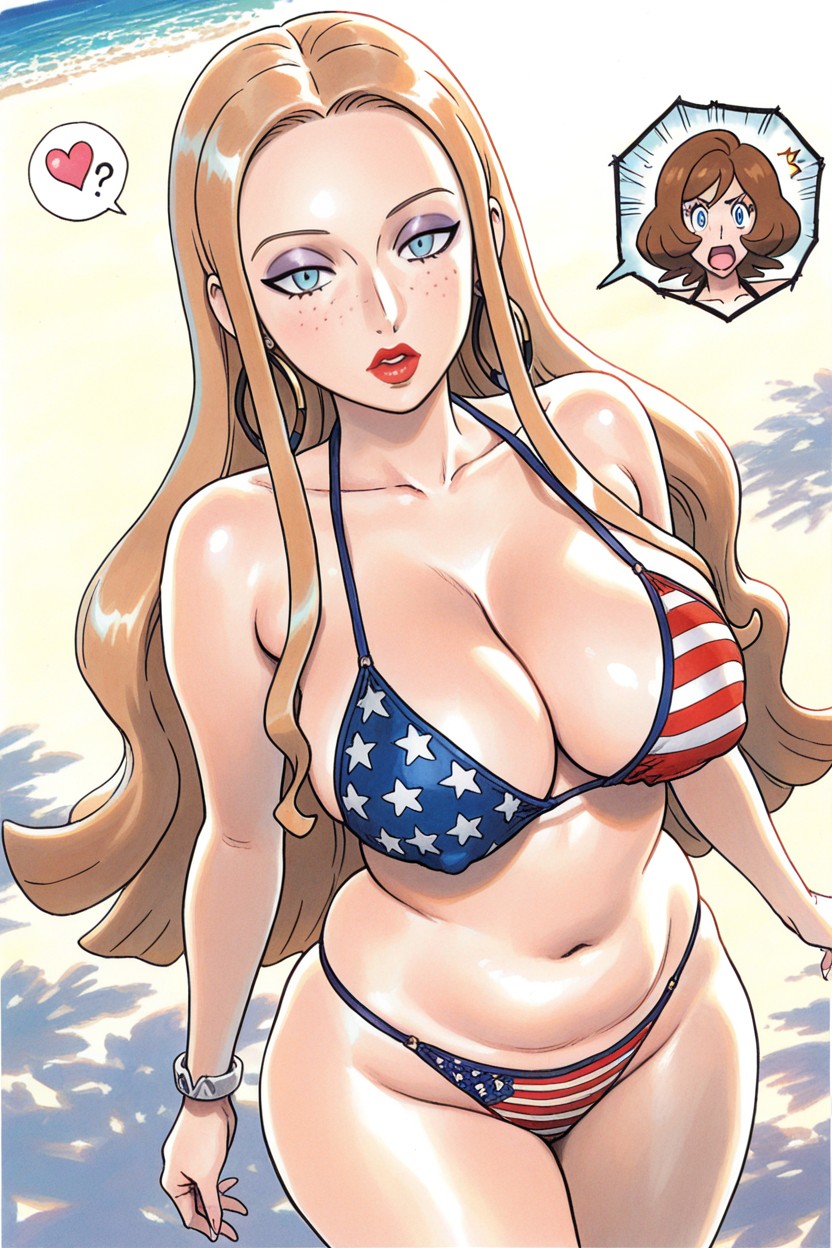 Wide Hips, Bikini, Voluptuous AI Porn