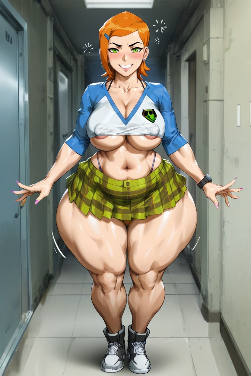 Perfect Hands, Plaid Skirt, Horny AI Porn