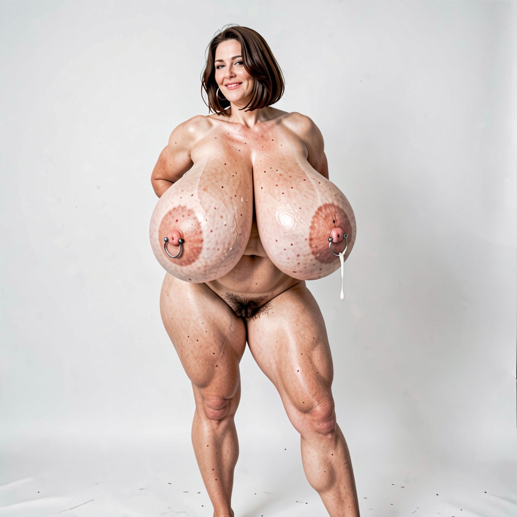 Downward Very Light Pink Areolas, Hourglass Figure, 50+ AI Porn