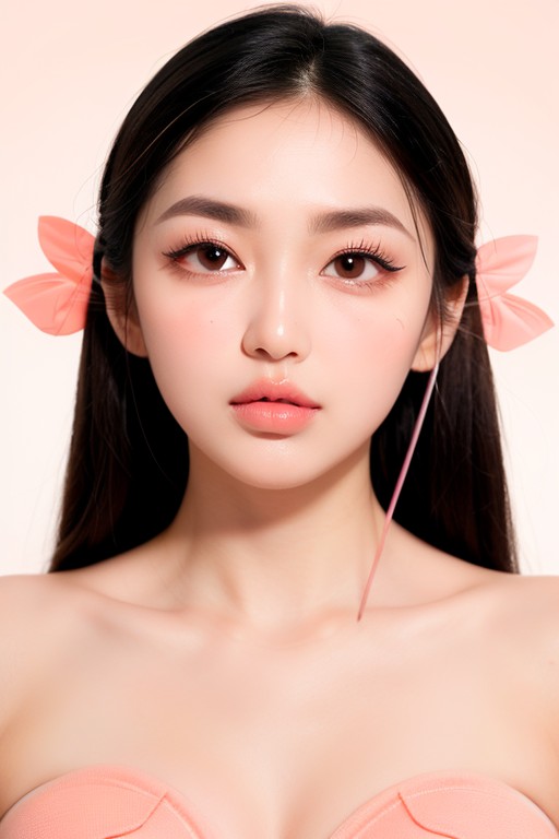 Softly Rounded Nose Tip, Smooth Complexion, Light Peach-pink Blush AI Porn