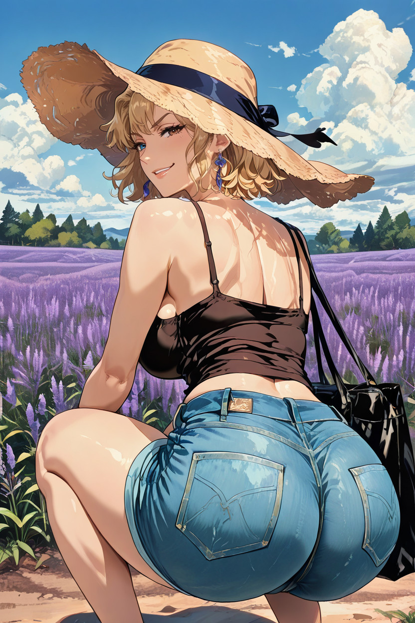 Cleavage, Summery, Wavy Blonde Hair AI Porn