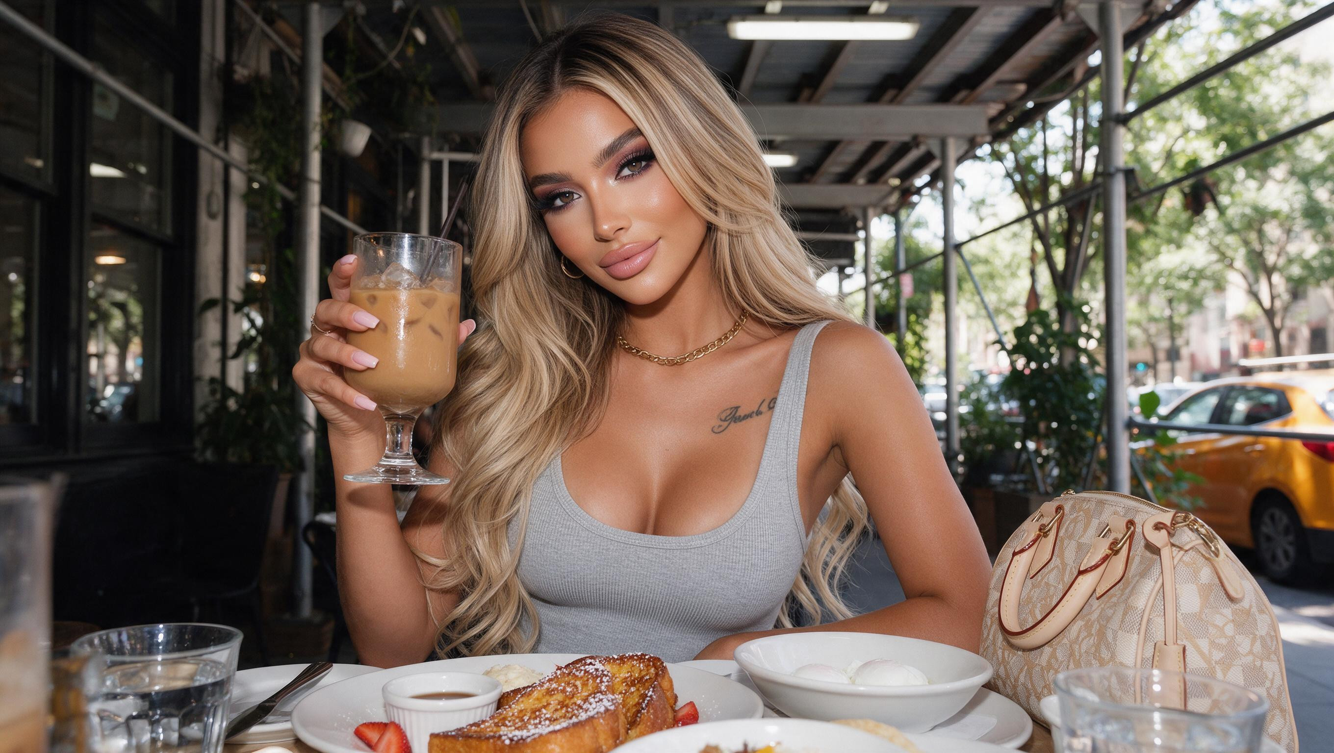A Defined Jawline, While The Neckline Reveals Her Collarbones, Honey Porno IA