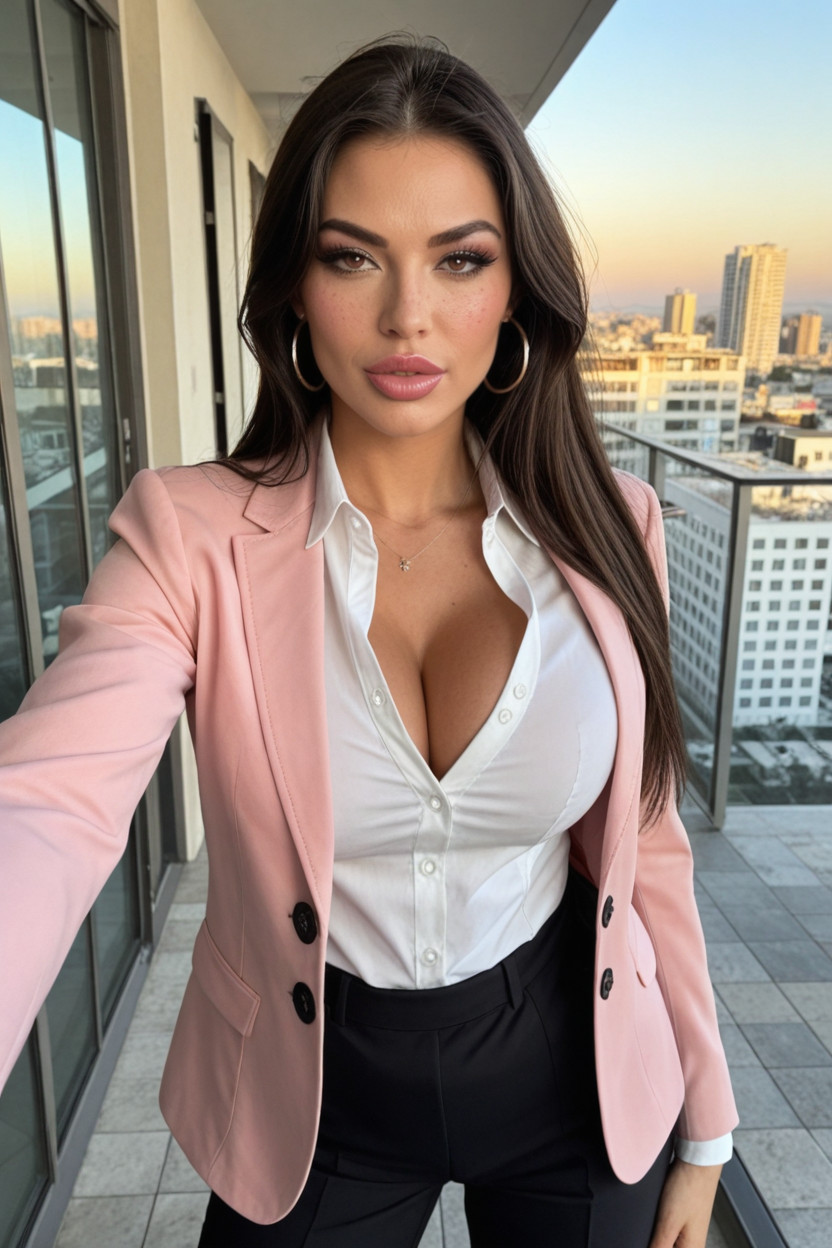 Solo, Gigantic Perfect Boobs, Black Office Pants AI Porn