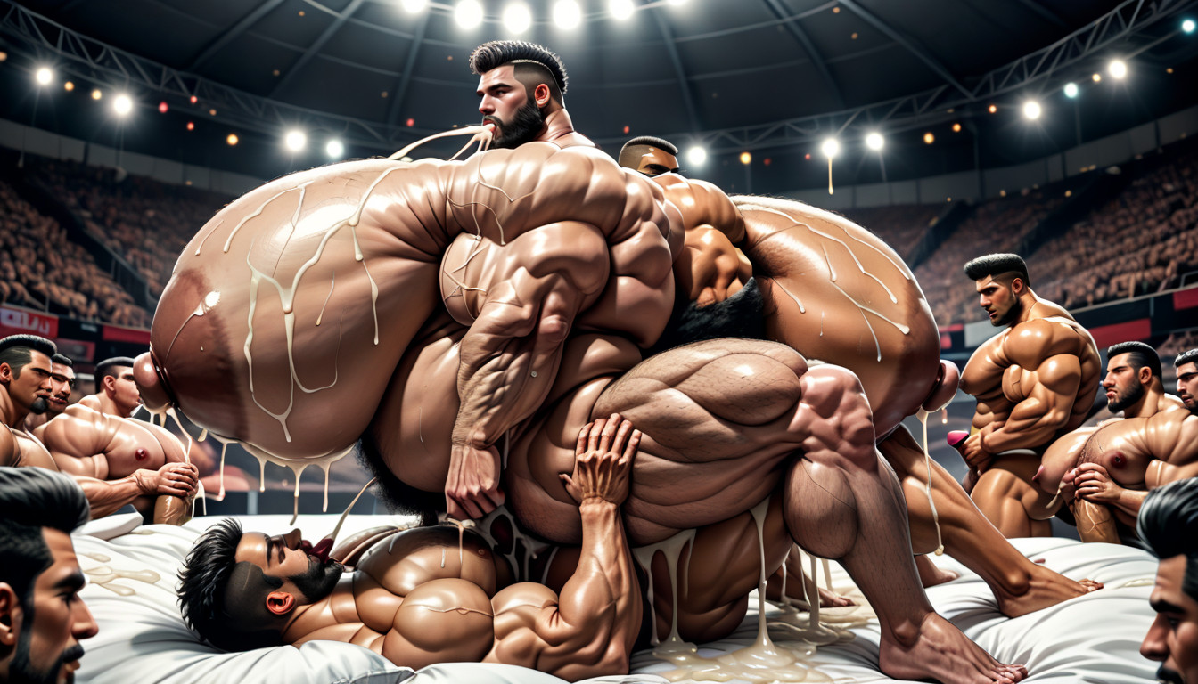 Double Penetration, Big Pecs, Sucking Each Other's Hyper Boobs And Eating Each Other's Ass And Pussy Porno IA
