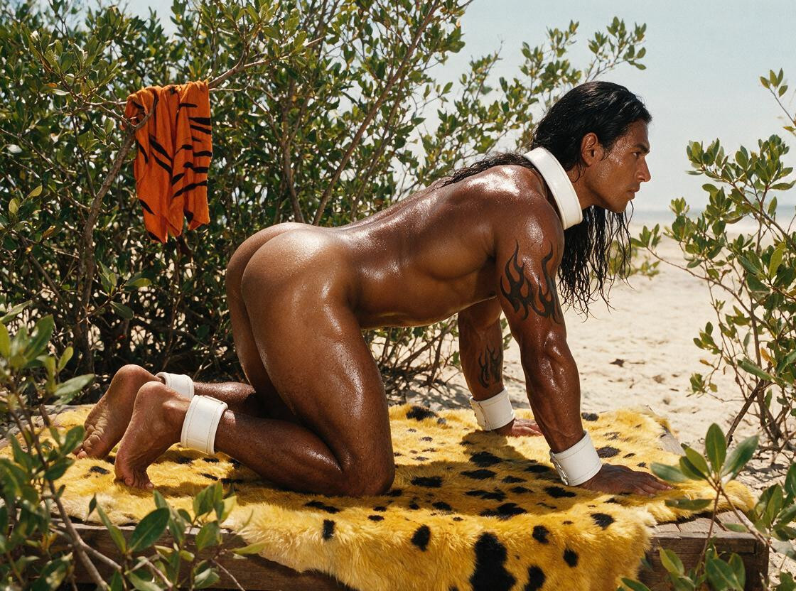 Full Body, On A Sandy Beach In The Middle Of The Day, Side View Porno IA