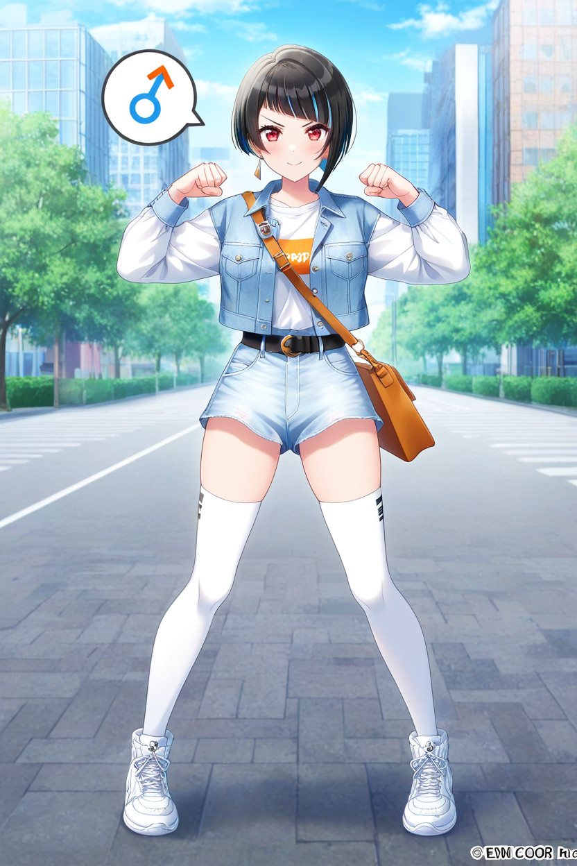 Fighting Pose, Pretty Color Sneakers, Shoulder Bag Porno IA