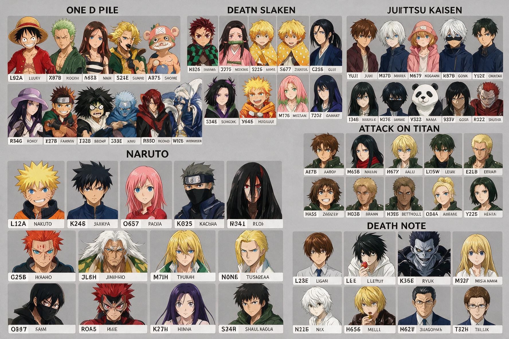 Relatively Large And Clearly Readable No Code May Be Blurry Or Ambiguous; If Needed, Both To A Human Viewer And To The Ai That Will Later Reuse This Exact Image As A Character Reference Prioritize World-famous Anime And Manga Franchises And Their Most Recognizable Characters Include A Broad Variety Of Important Protagonists, Using One Uppercase English Letter Porno IA