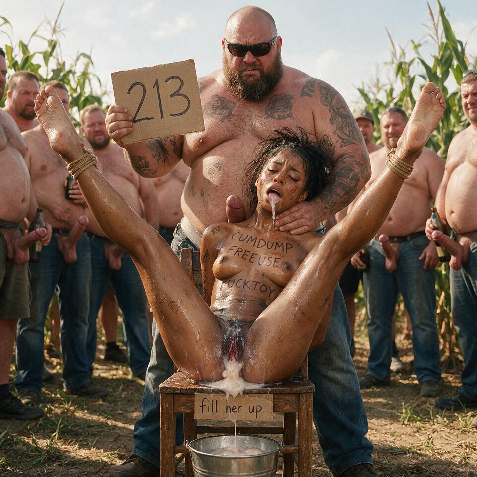 She Has Her Head Turned To Camera, Her Ankles Up Restrained High Above Her Shoulders, Old Burly Bearded Fat Bastard Man With Double Chin KI Porno