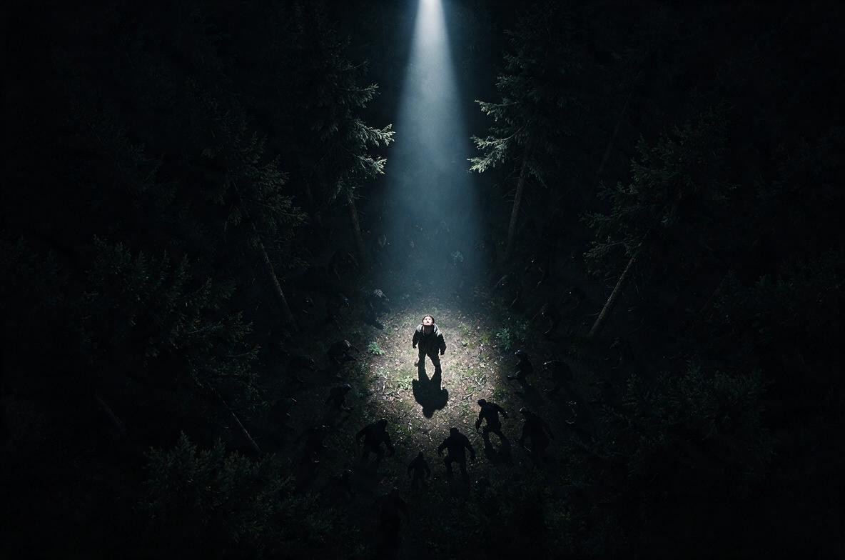 A Full-color, Harsh Beam Of Light From A Searchlight Ырштуы Down Through The Darkness, Dark Shadows Porno IA