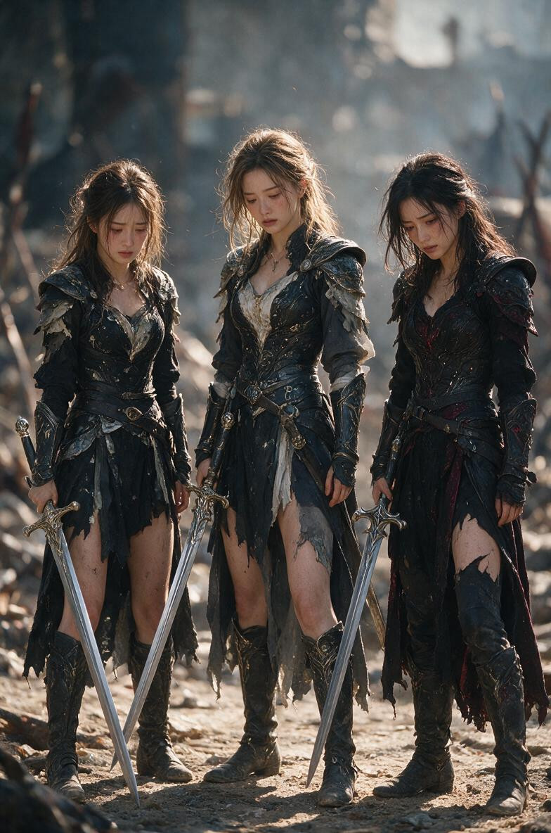 Each Carrying A Different Elegant Sword, A Expression, Breathtaking Beauty Porno IA