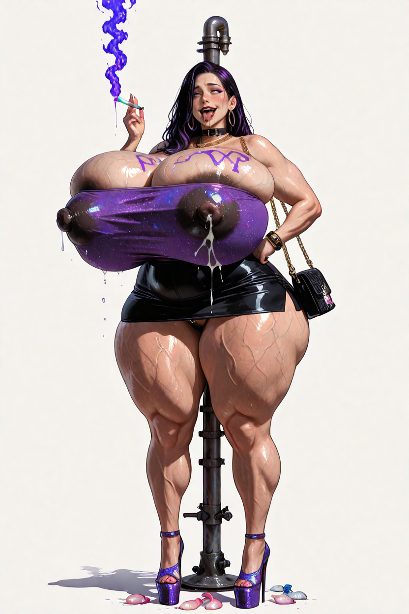 Hyper Massive Breasts, Disheveled Hair, Massive Thick Thighs Porno IA