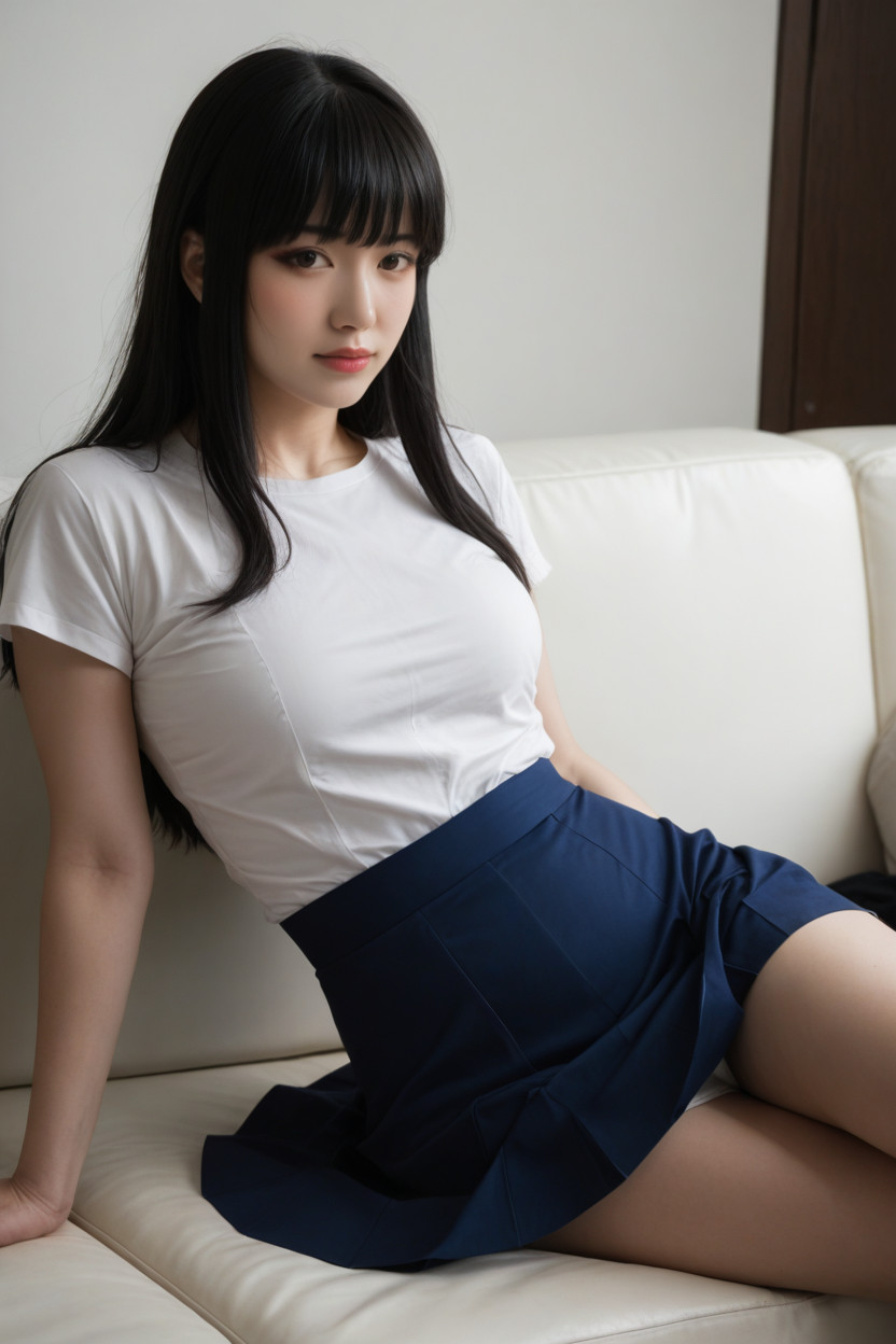 Japanese Idol Faces, Rear View, Black Hairs AI 야짤