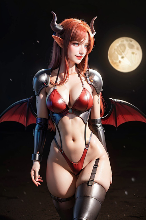 Red Eyes, Spreading Legs, Defined Abs AI Porn