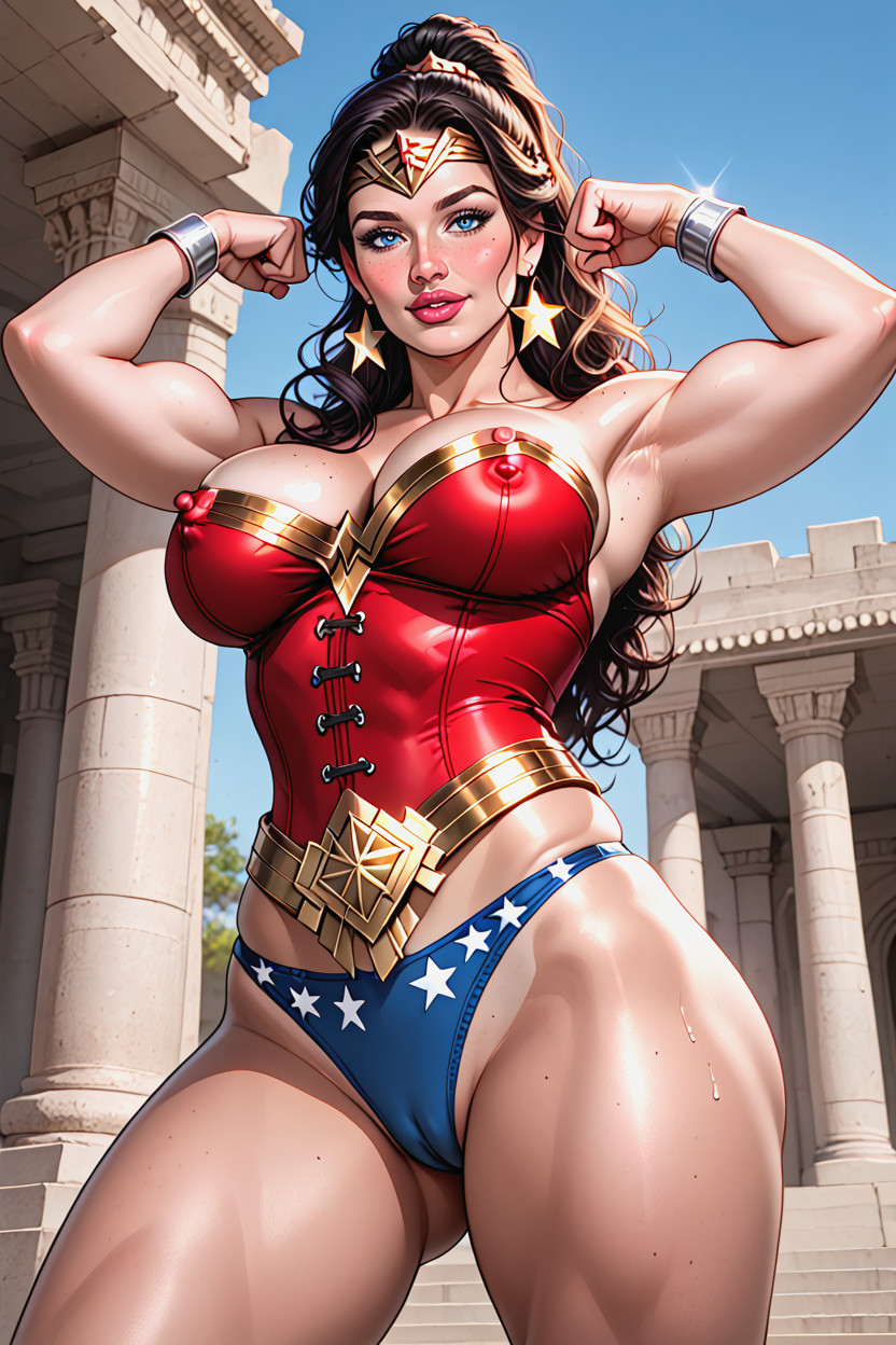 Pretty Makeup Gorgeus Voluptuos Woman, Armando Huerta Art Style, Flexion Porno IA