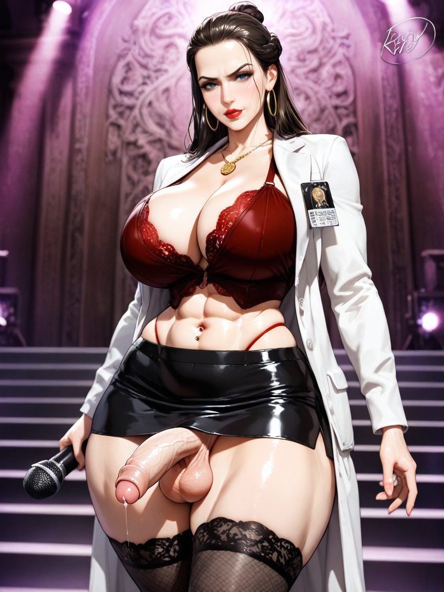 Strong But Elegant, Necklace With Large Crucifix Around The Neck, Muscular Thighs Porno IA