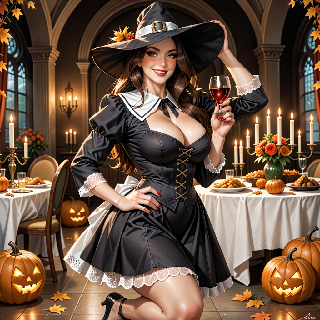 Plano Corto, Ajustar El Pelo, Voluptuous Adult Woman With Perfect Human Anatomytwo Arms And Two Legsin Her Early Thirties Portraying The **spirit Of Thanksgiving Porno IA