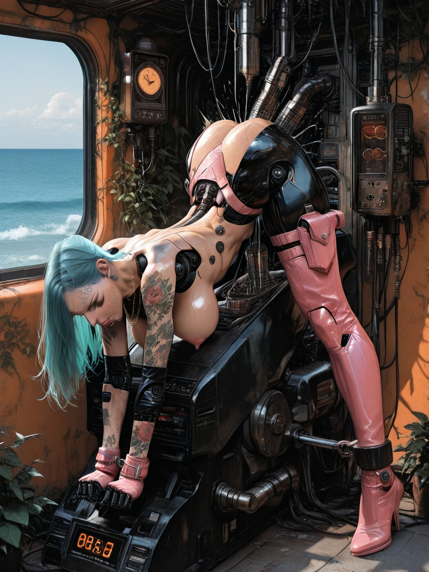 Metal Machine Longer Than Woman, Perfect Quality, Bunda Média Porno IA