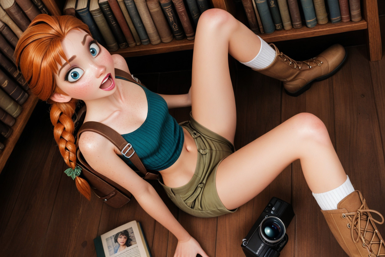 Curly Double Ponytail With Green Scrunchie, Barely, Ribbed Dark Teal Tank Top ИИ порно